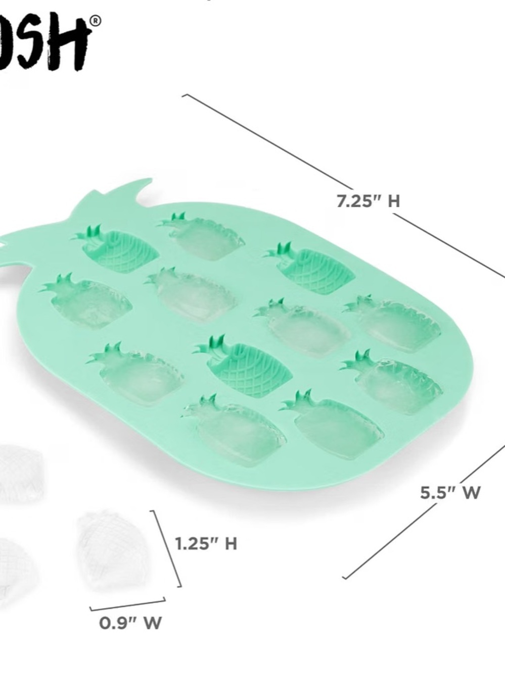 Set of 2! BLUSH Pineapple Ice Cube Tray - Aqua Silicone - Picture 3 of 4